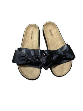 Comfortview Womens Black Bow Slide Sandals Size 10W Cushioned Insole Stylish